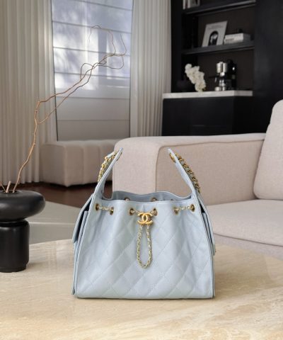Chanel 25 Medium Bag Sky Blue - fake chanel 25 sky blue front view
